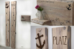 Garderobe und Schlüsselbrett (weiß lasiert) Garderobe und Schlüsselbrett