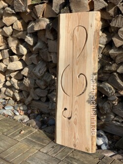 Holzschild mit Notenschlüssel Holzschild mit Notenschlüssel